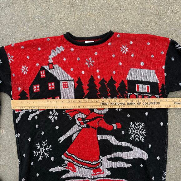 Vintage 90s Father Christmas Cabin in the Woods Winter Snowflake Sweater 24W - Picture 6 of 8